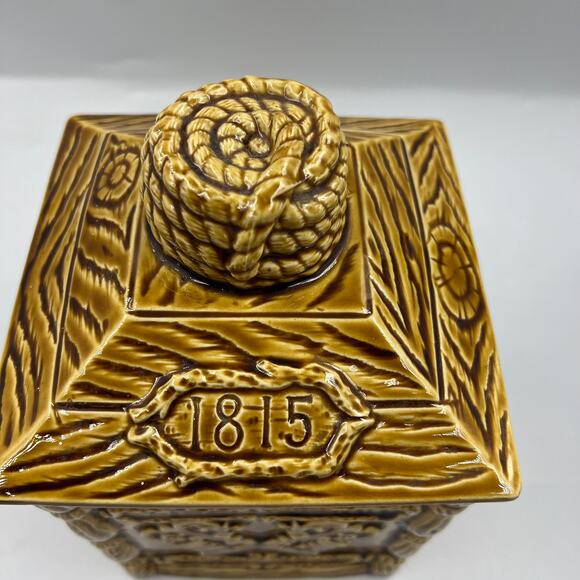 Vintage Village Inn Ceramic Faux Wood Cookie Jar 1762 Ship Building Nautical - Picture 10 of 13